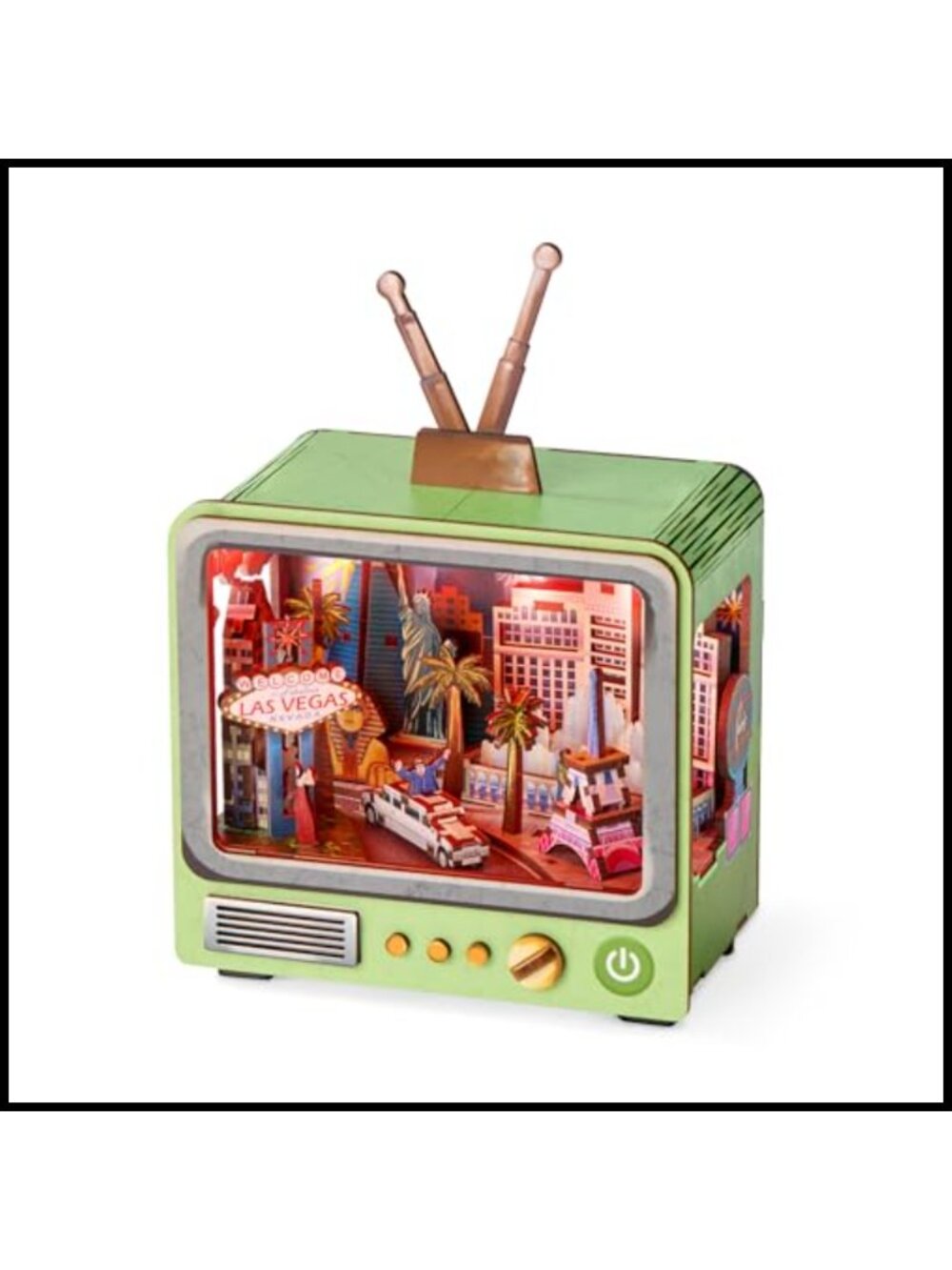 3D Wooden Puzzle Las Vegas CityVision Miniature Building Kit Book Nook